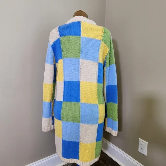 Kitri Multi color Patchwork Sweater Dress Longsleeves Knited Size M Women's - Picture 2 of 7